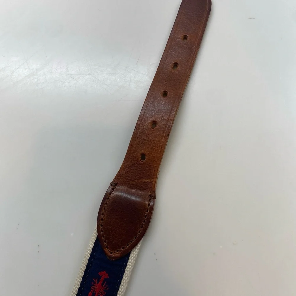 J Crew CrewCuts Canvas & Leather Belt Lobsters Navy Red Nautical Small Boy’s